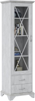 Шкаф-пенал с витриной Империал Лорена 1 - дверный 2 ящика (бетон/паин белый) - 