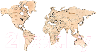 Декор настенный Woodary Карта мира XL / 3143