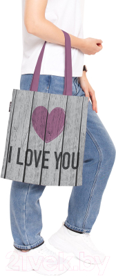 Сумка-шоппер JoyArty Сердце на деревянном фоне / bsh_46203