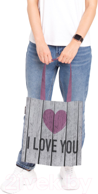 Сумка-шоппер JoyArty Сердце на деревянном фоне / bsh_46203