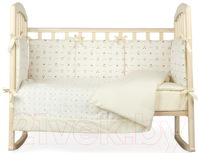 Комплект постельный для малышей Альма-Няня Плюшевое облако 6 (сатин/вельбоа, молочный)