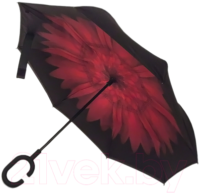 Зонт-трость Ame Yoke L59 (красный цветок/черный)