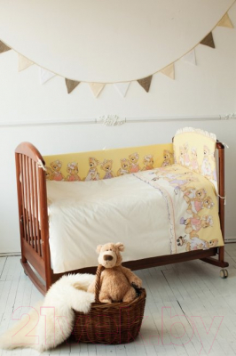 Комплект постельный для малышей Lappetti В ожидании праздника 6 (бежевый/желтый) - Фото в интерьере. 