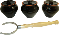Набор горшочков для запекания Вятская керамика НБР ВК-1/3Ч (черный янтарь) - 