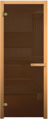 Стеклянная дверь для бани/сауны Везувий 190x70 GB (6мм, стекло бронзовое, осина)
