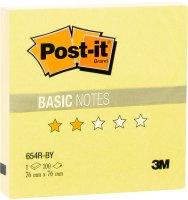 Бумага для заметок Post-it Basic / 654R-BY (канареечно-желтый) - 