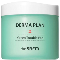 Пэд для лица The Saem Derma Plan Green Trouble Pad (70шт) - 