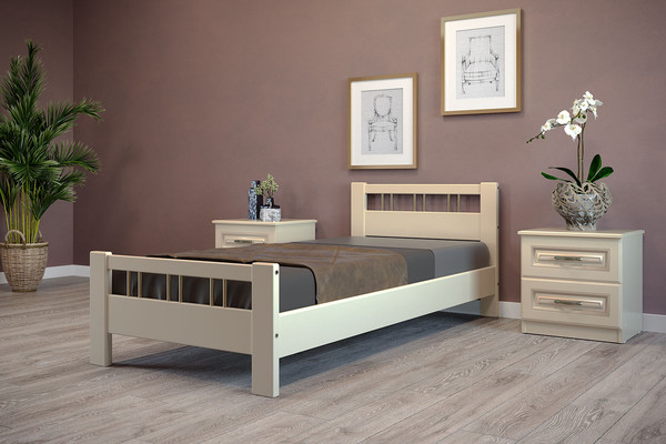 Изображение товара Односпальная кровать Bravo Мебель Вероника 3 90x200 (слоновая кость)