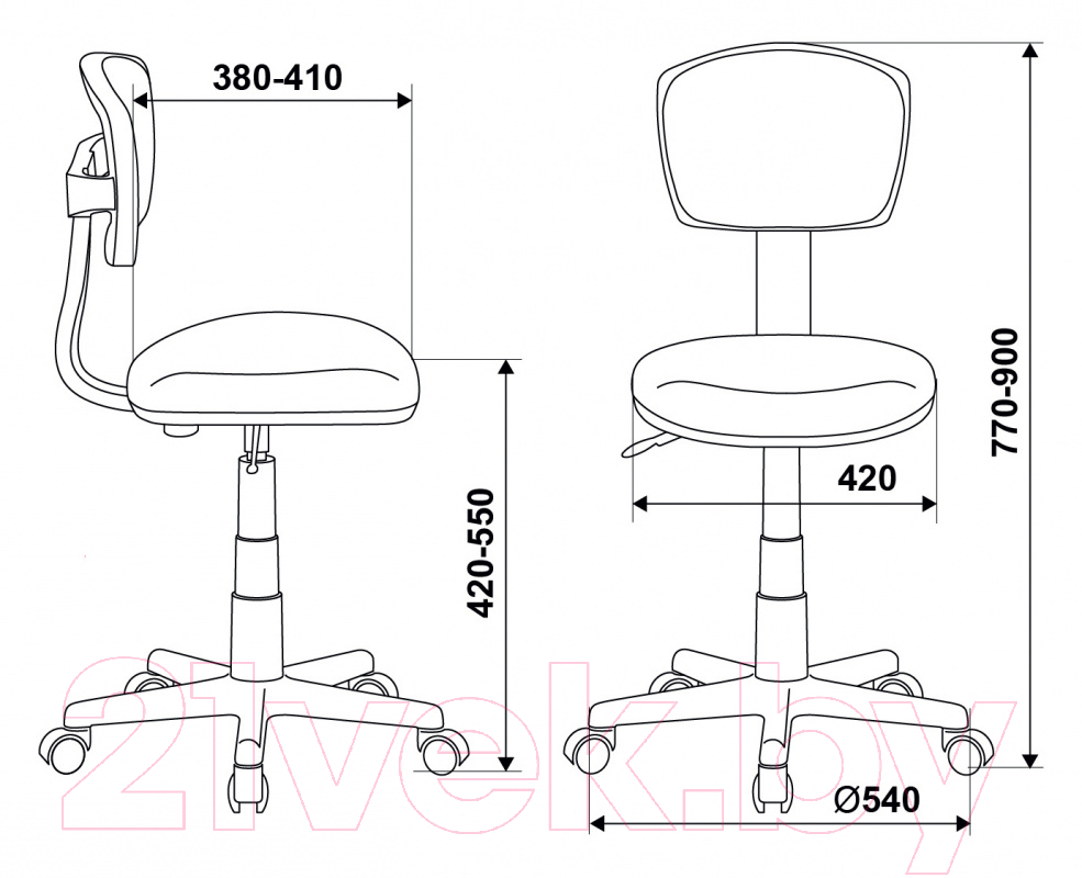 Кресло детское Бюрократ CH-W 299/PK/TW-13A (пластик белый/розовый, TW-06A/TW-13A)