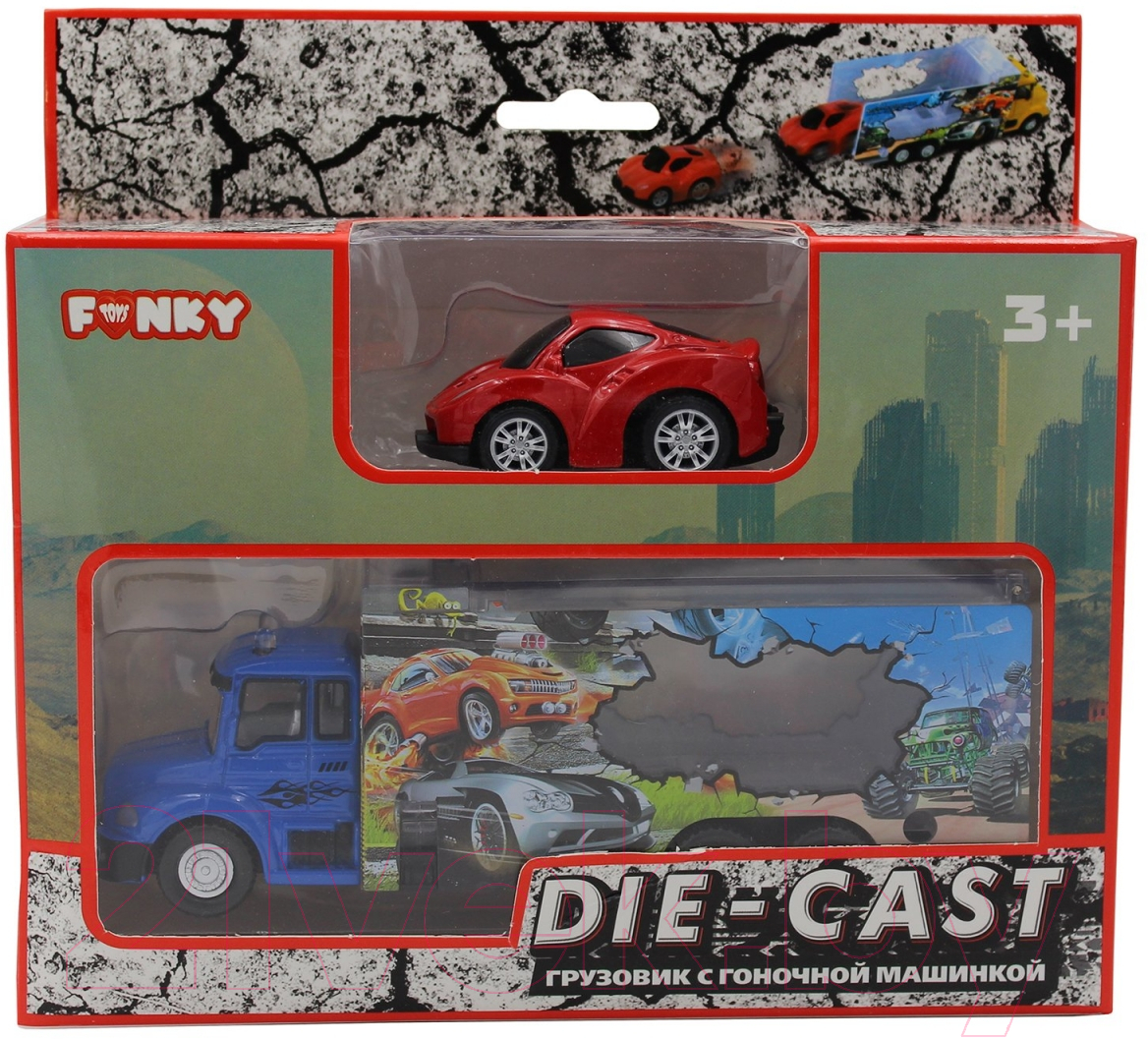 Набор игрушечных автомобилей Funky Toys Грузовик и машинка / FT61054 (красный) — фото 2