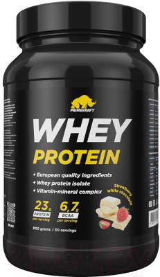 Протеин Prime Kraft Whey (900г, банка, клубника-белый шоколад)