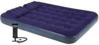 Надувная кровать Jilong Flocked With 2 Pillows&Handpump Double / 24032 (191x137x22, синий) - 