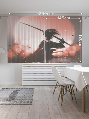 Изображение товара Комплект штор JoyArty Взмах катаны / p_18287 (145x180)