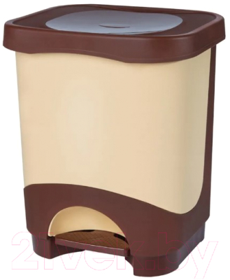 Контейнер для мусора Эльфпласт Бинго ЕР202 (8л, бежевый/коричневый)