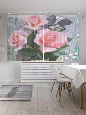 Изображение товара Комплект штор JoyArty Розы и бисер / p_16630 (145x180)