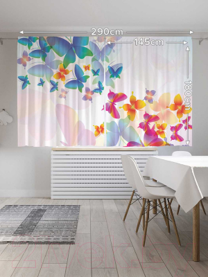 Изображение товара Комплект штор JoyArty Цветные бабочки / p_13587 (145x180)