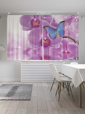 Изображение товара Комплект штор JoyArty Бабочка на орхидее / p_11023 (145x180)