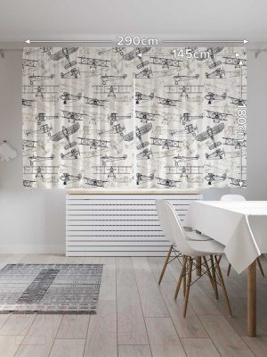 Изображение товара Комплект штор JoyArty Чертежи самолетов / p_53394 (145x180)