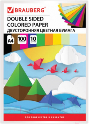 Набор цветной бумаги Brauberg Тонированная в массе / 124715 (100л)