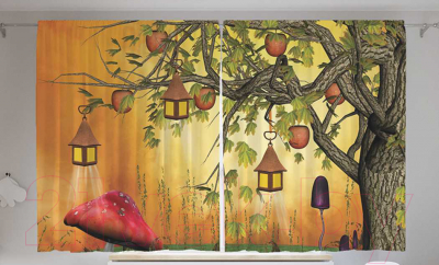 Шторы JoyArty Лесной сад с фонарями / p_14943 (145x180)