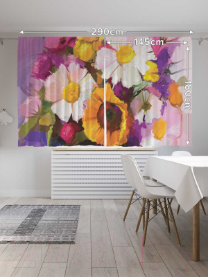 Изображение товара Комплект штор JoyArty Нежный натюрморт цветов / p_74197 (145x180)