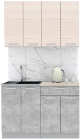 Кухонный гарнитур Интерлиния Мила Лайт 1.2 (вудлайн кремовый/бетон/бискайская сосна) - 