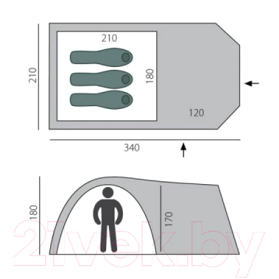 Палатка BTrace Element 3 / T0506 (зеленый/бежевый)