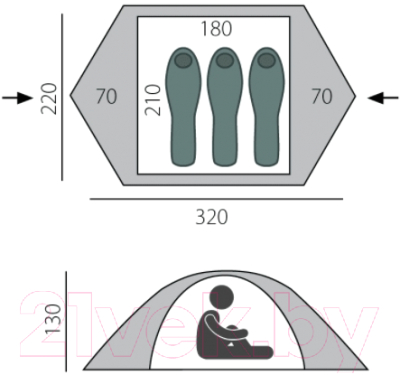 Палатка BTrace Point 3 / T0505 (зеленый/бежевый)