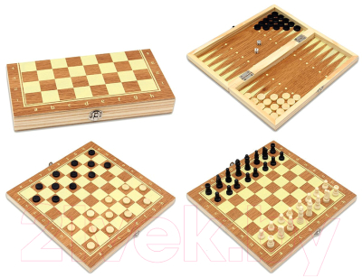 Набор настольных игр Miland Шахматы, нарды, шашки 3 в 1 / P00028