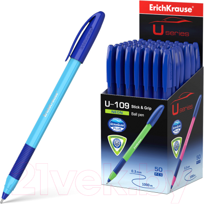 Изображение товара Ручка шариковая Erich Krause U-109 Neon Stick&Grip / 47612 (синий)