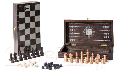 

Набор настольных игр Фабрика Игр, 3-в-1 Нарды, шашки, шахматы / 387-19