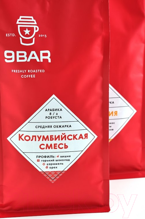 Кофе в зернах 9BAR Колумбийская смесь 80% Арабика 20% Робуста (1кг)