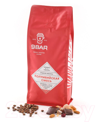 Кофе в зернах 9BAR Колумбийская смесь 80% Арабика 20% Робуста (1кг)