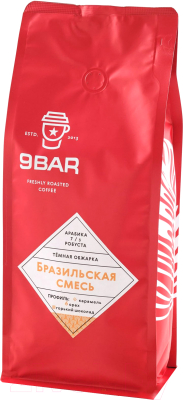 Кофе в зернах 9BAR Бразильская смесь 70% Арабика 30% Робуста (1кг)