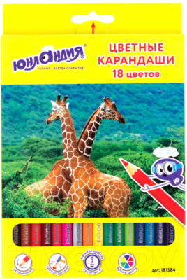 

Набор цветных карандашей Юнландия, Ассорти, Мир животных / 181384