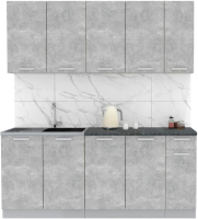 Кухонный гарнитур Интерлиния Мила Лайт 1.9 (бетон/бетон/кастилло темный) - 