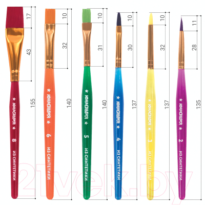 Набор кистей Юнландия Синтетика / 200890 (6шт)