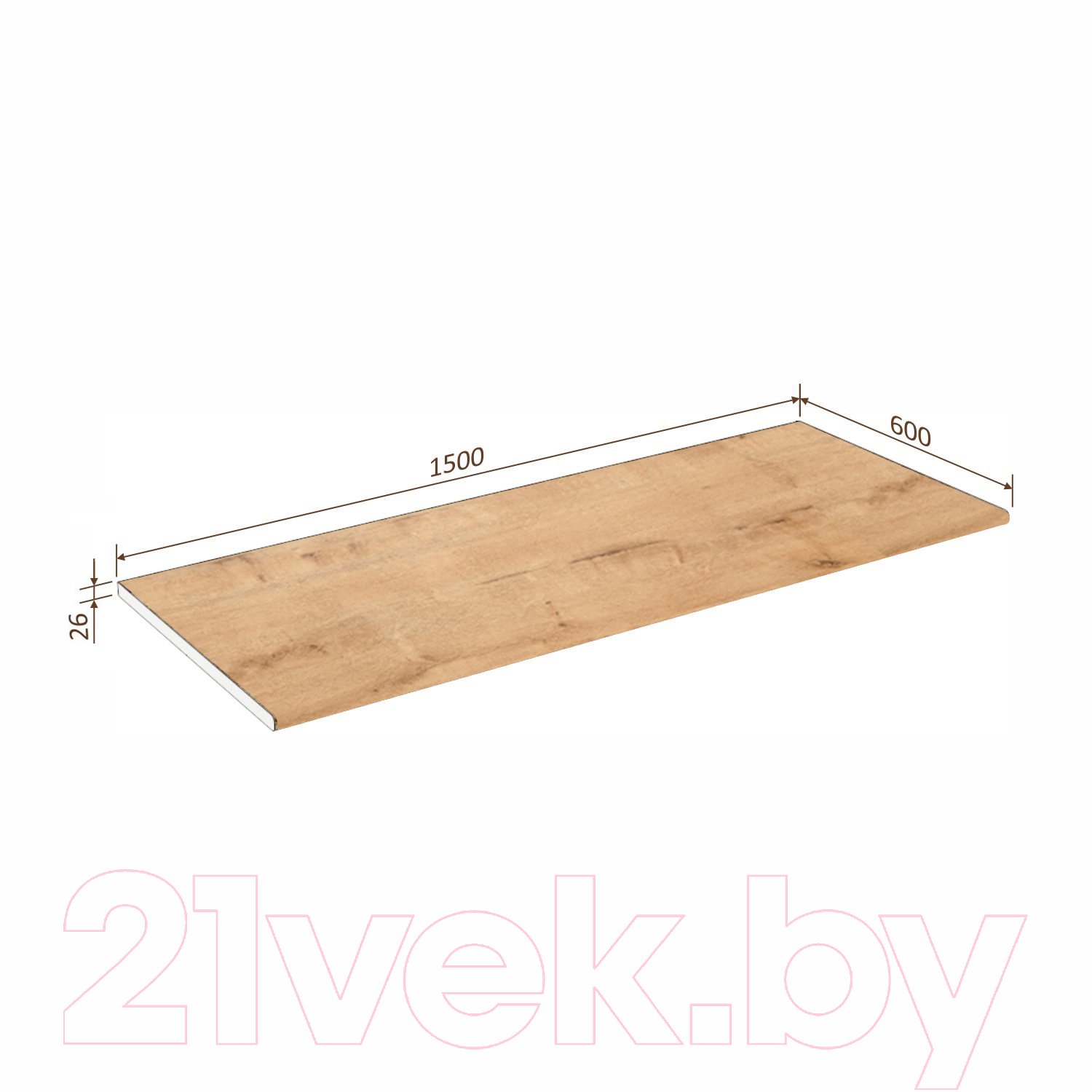 Столешница Кортекс-мебель 1500x600x26 (дуб бунратти) — фото 5