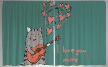Шторы JoyArty Влюбленный кот-гитарист / pox_53721 (145x180)