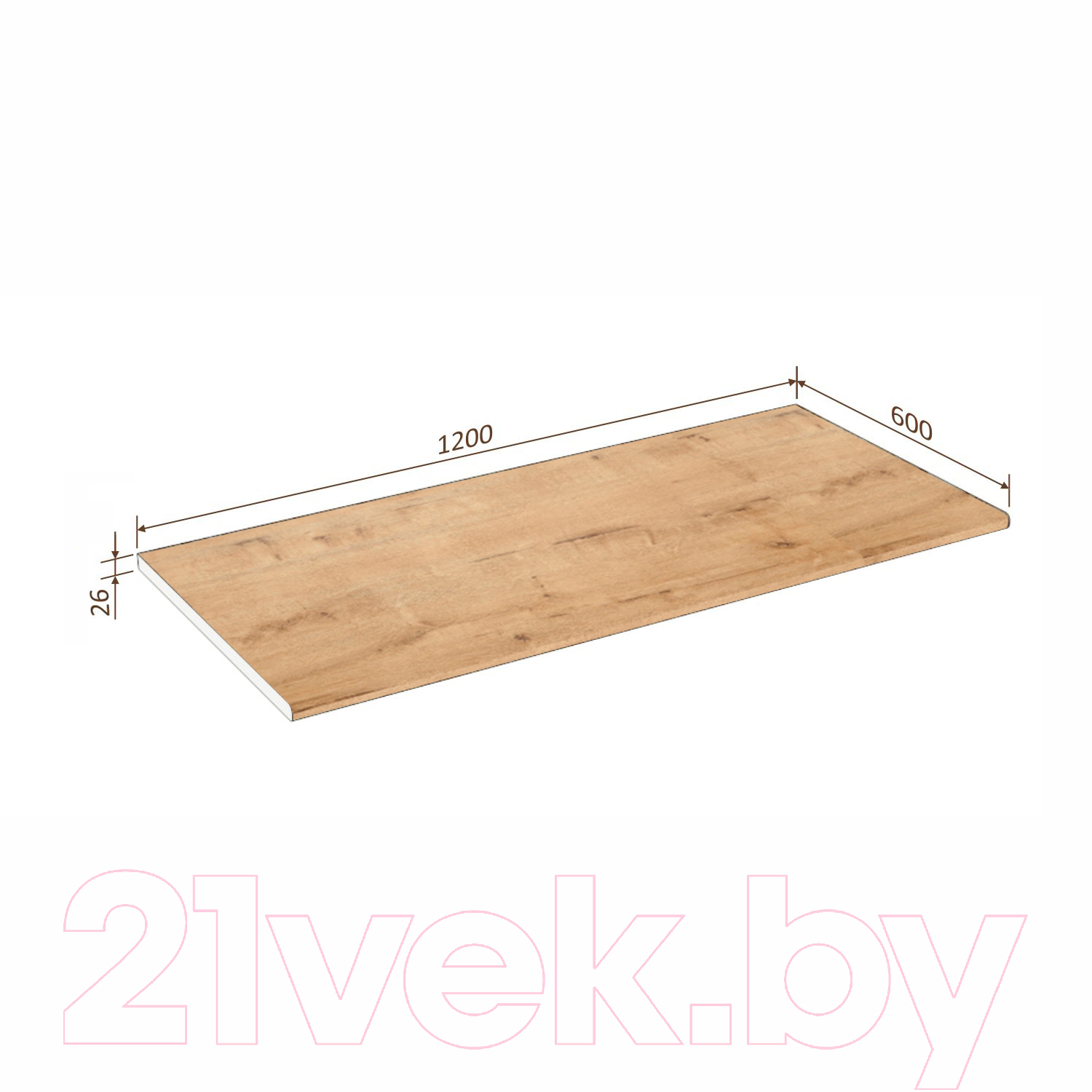 Столешница Кортекс-мебель 1200x600x26 (дуб бунратти) — фото 5