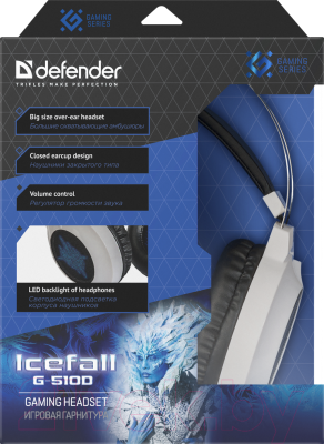 Наушники-гарнитура Defender Icefall G-510D / 64510 (белый/синий)