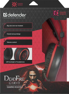Наушники-гарнитура Defender DeadFire G-530D / 64530 (черный/красный)