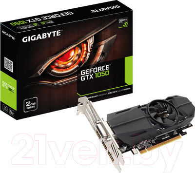 Видеокарта Gigabyte GeForce GTX 1050 Low Profile 2GB GDDR5 (GV-N1050-2GL)