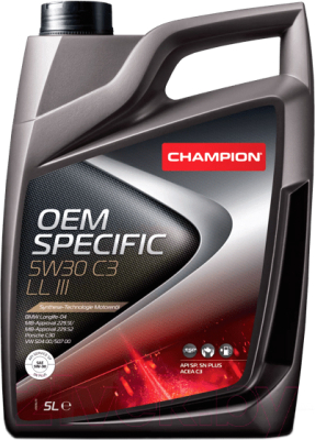 Изображение товара Моторное масло Champion OEM Specific 5W30 C3 LL III / 1048184 (5л)