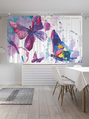 Шторы JoyArty Красочный креатив с бабочками / pox_15896 (145x180)