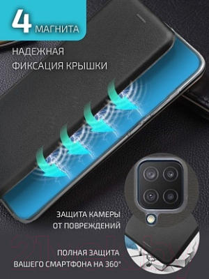 Чехол-книжка Volare Rosso Needson Prime для Samsung Galaxy A12 (черный)