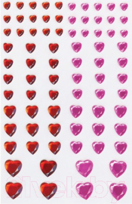 Набор страз декоративных Остров Сокровищ Сердце / 661399 (80шт, розовый/красный)