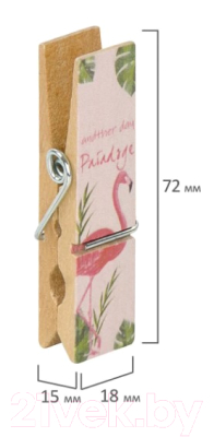 Изображение товара Набор прищепок декоративных Остров Сокровищ Фламинго / 662678 (4шт, ассорти)