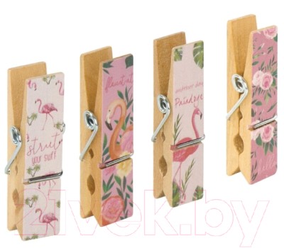 Изображение товара Набор прищепок декоративных Остров Сокровищ Фламинго / 662678 (4шт, ассорти)