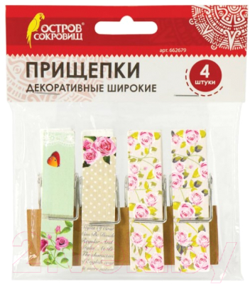 Изображение товара Набор прищепок декоративных Остров Сокровищ Шебби-шик / 662679 (4шт, ассорти)